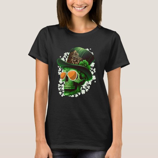 St Patrick's Day Irish skeleton leprechaun Tシャツ (正面)