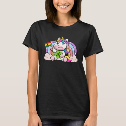 St Patricks Day Irish Unicorn Africa Ghana Ghanaia Tシャツ (正面)