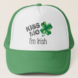 St. Patrick's Day Kiss Me I'm Irish, Green Clover キャップ