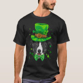 St Patrick's Day Leprechaun Border Collie Dog Sham Tシャツ (正面)
