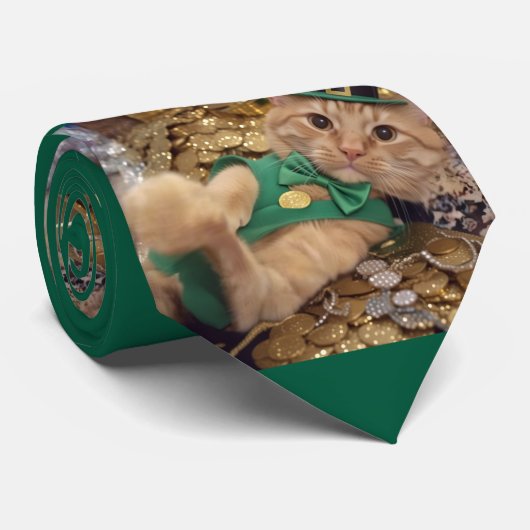 St Patrick's Day Leprechaun Cat  ネクタイ (ロール)