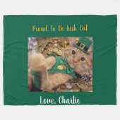 St Patrick's Day Leprechaun Cat  フリースブランケット (正面(横))