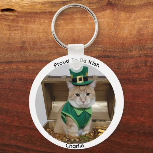 St Patrick's Day Leprechaun Cat Keychain キーホルダー (裏面)