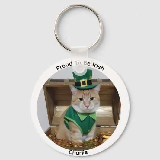 St Patrick's Day Leprechaun Cat Keychain キーホルダー (裏面)