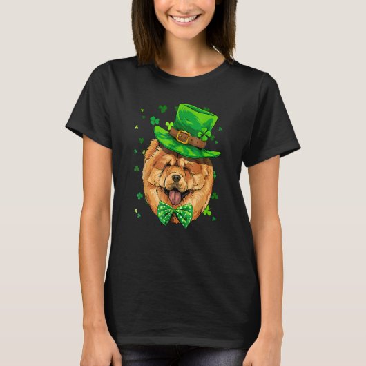 St Patrick's Day Leprechaun Chow Chow Pet Dog Sham Tシャツ (正面)