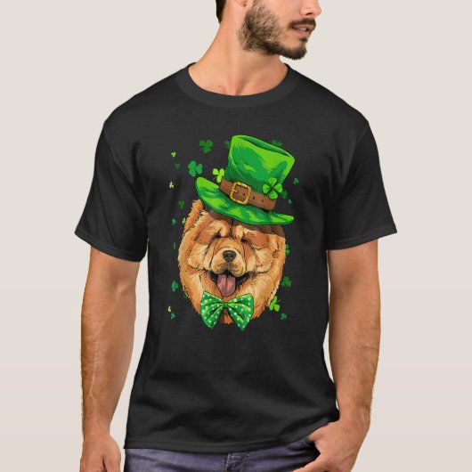 St Patrick's Day Leprechaun Chow Chow Pet Dog Sham Tシャツ (正面)