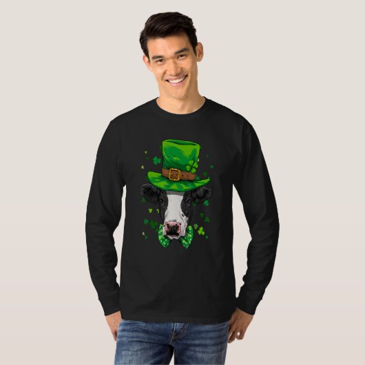 St Patrick's Day Leprechaun Cow Shamrock Cow  Iris Tシャツ (正面フル)