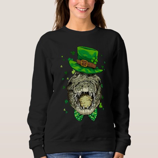 St Patrick's Day Leprechaun Crocodile Gators Shamr スウェットシャツ (正面)