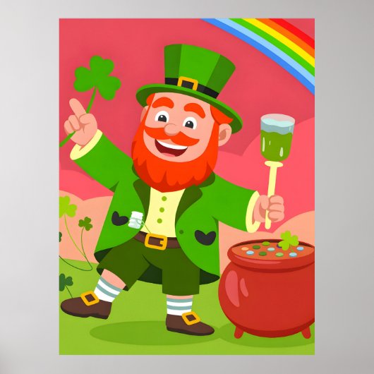St. Patrick's Day Leprechaun Illustration  ポスター (正面)