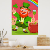 St. Patrick's Day Leprechaun Illustration  ポスター (キッチン)