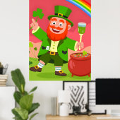 St. Patrick's Day Leprechaun Illustration  ポスター (ホームオフィス)