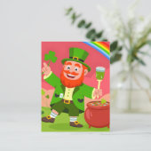 St. Patrick's Day Leprechaun Illustration  ポストカード (スタンド正面)