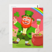 St. Patrick's Day Leprechaun Illustration  ポストカード (正面/裏面)