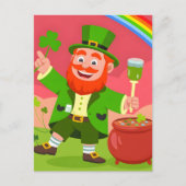 St. Patrick's Day Leprechaun Illustration  ポストカード (正面)