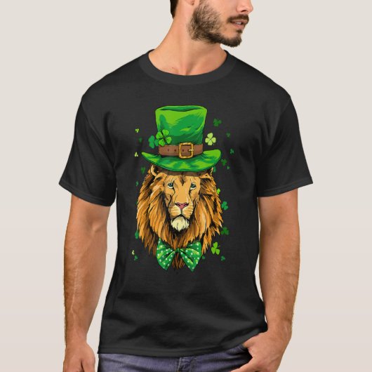 St Patrick's Day Leprechaun Lion Shamrock Lion  Ir Tシャツ (正面)
