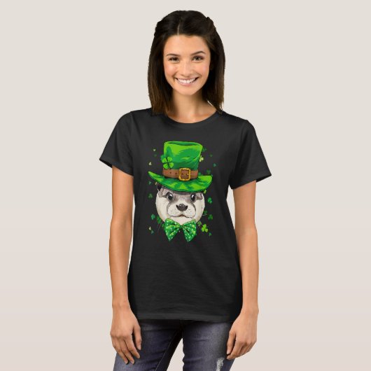 St Patrick's Day Leprechaun Otter Shamrock Otter I Tシャツ (正面フル)