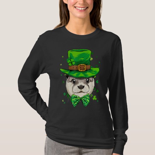 St Patrick's Day Leprechaun Otter Shamrock Otter I Tシャツ (正面)