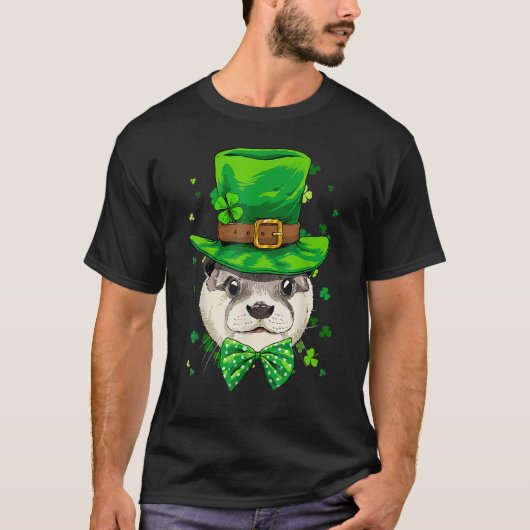 St Patrick's Day Leprechaun Otter Shamrock Otter I Tシャツ (正面)