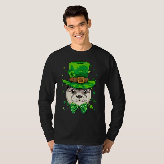 St Patrick's Day Leprechaun Otter Shamrock Otter I Tシャツ (正面フル)