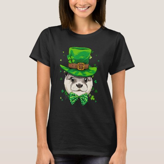 St Patrick's Day Leprechaun Otter Shamrock Otter Tシャツ (正面)