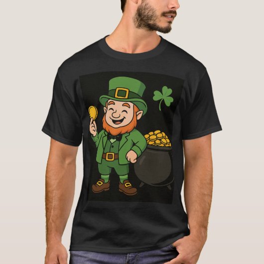 St. Patricks Day Leprechaun Pot of Gold Mens  Tシャツ (正面)