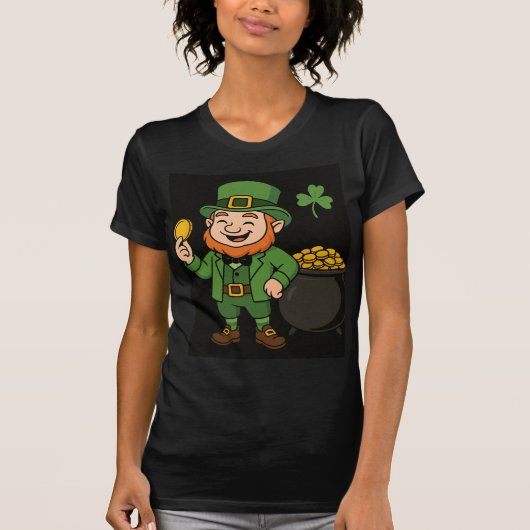 St. Patricks Day Leprechaun Pot of Gold Womens  Tシャツ (正面)