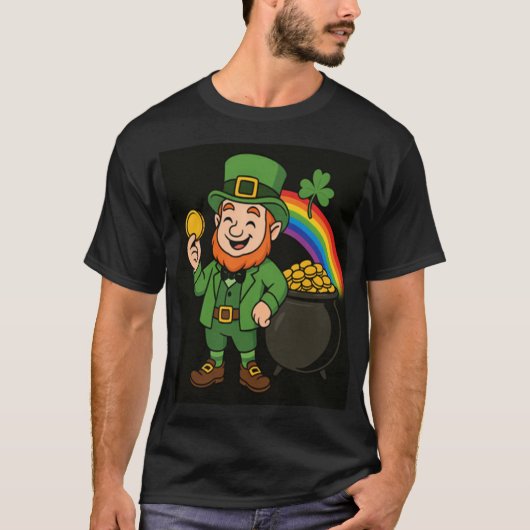 St. Patricks Day Leprechaun Rainbow Pot of Gold  Tシャツ (正面)
