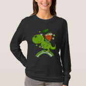 St Patricks Day Leprechaun Riding A Dinosaur Shamr Tシャツ (正面)