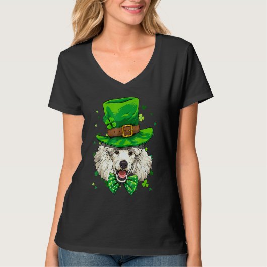 St Patrick's Day Leprechaun Shamrock Poodle Dog Ir Tシャツ (正面)