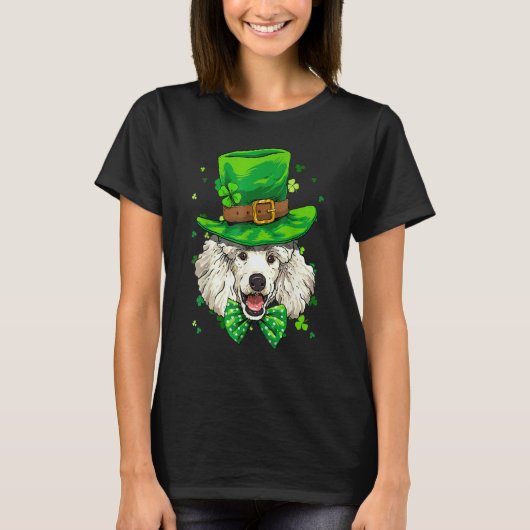 St Patrick's Day Leprechaun Shamrock Poodle Dog Ir Tシャツ (正面)