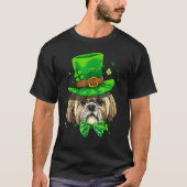 St Patrick's Day Leprechaun Shamrock Shih Tzu Iris Tシャツ (正面)