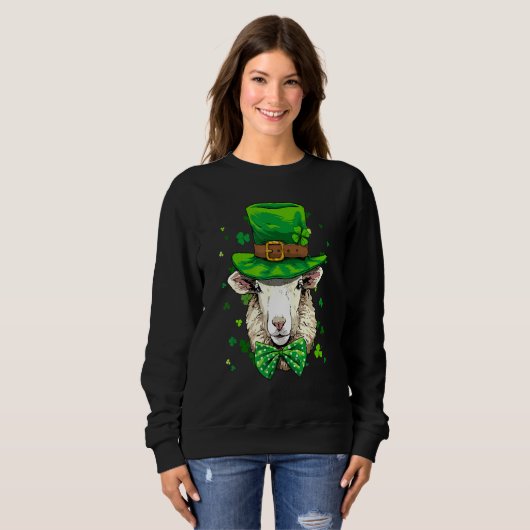 St Patrick's Day Leprechaun Sheep Lamb Shamrock Ir スウェットシャツ (正面フル)