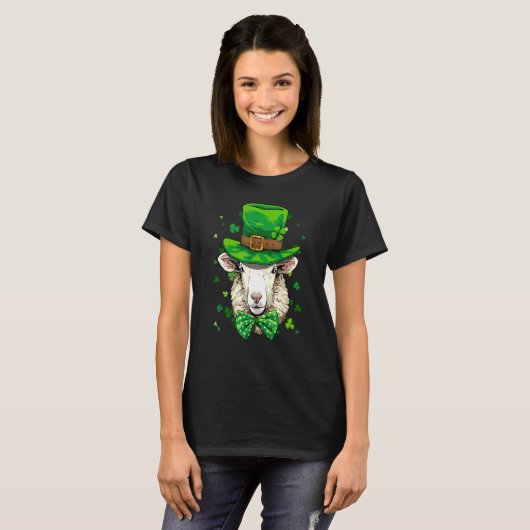 St Patrick's Day Leprechaun Sheep Lamb Shamrock Ir Tシャツ (正面フル)