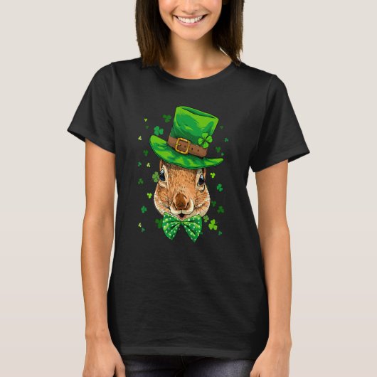 St Patrick's Day Leprechaun Squirrel Rodents Shamr Tシャツ (正面)