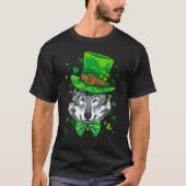 St Patrick's Day Leprechaun Wolf Shamrock Wolf Iri Tシャツ (正面)
