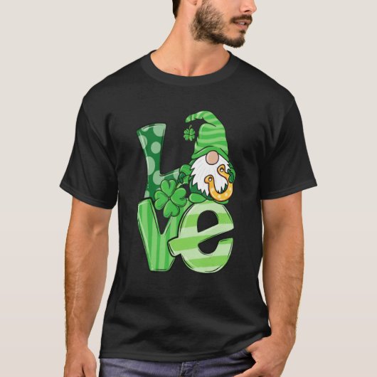 St Patrick's Day Love Gnomes Shamrock Horseshoe Ir Tシャツ (正面)