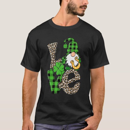 St Patrick's Day Love Gnomes Shamrock Horseshoe Ir Tシャツ (正面)