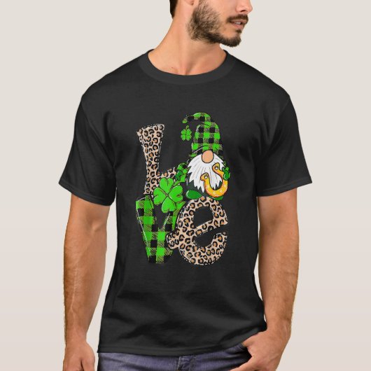 St Patrick's Day Love Gnomes Shamrock Horseshoe Ir Tシャツ (正面)