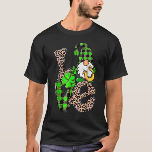 St Patrick's Day Love Gnomes Shamrock Horseshoe Ir Tシャツ (正面)