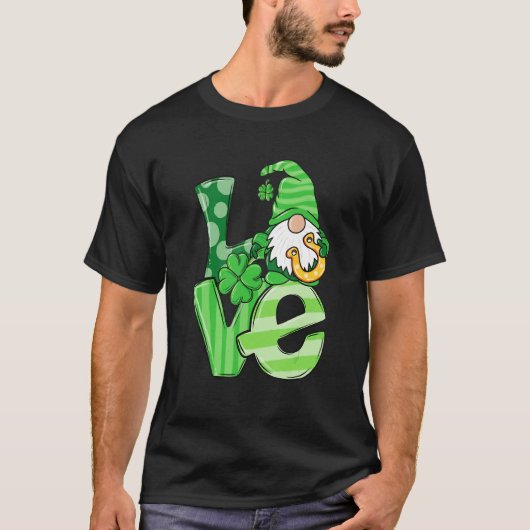 St Patrick's Day Love Gnomes Shamrock Horseshoe Ir Tシャツ (正面)