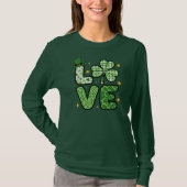 St. Patrick's Day LOVE Green Mixed Patterns Clover Tシャツ (正面)
