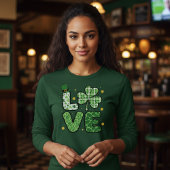 St. Patrick's Day LOVE Green Mixed Patterns Clover Tシャツ