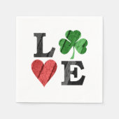 St. Patrick's Day LOVE withハートとシャムロック スタンダードカクテルナプキン (正面)