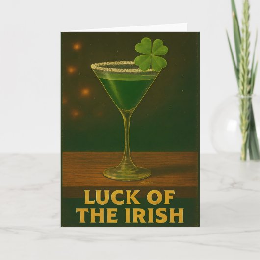 St. Patrick's Day Luck Of The Irish Clover Martini カード (正面)