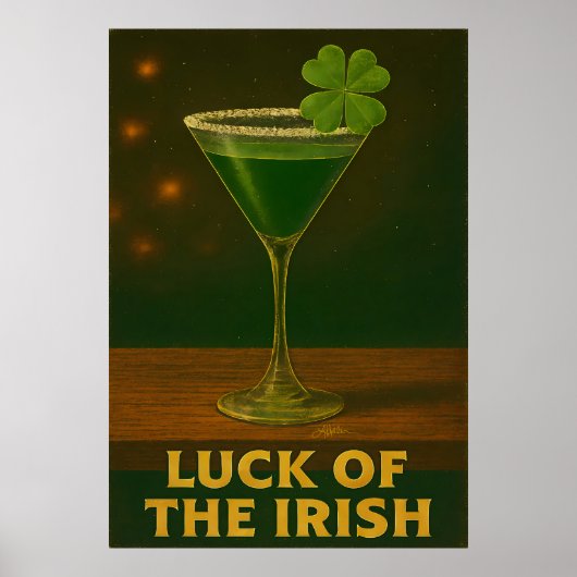 St. Patrick's Day Luck Of The Irish Clover Martini ポスター (正面)
