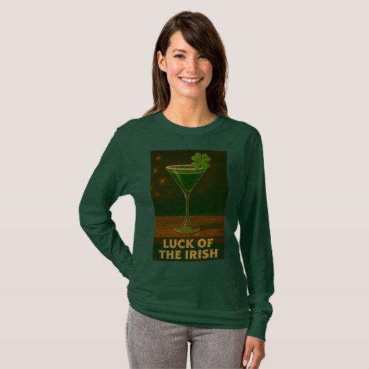 St. Patrick's Day Luck Of The Irish Clover Martini Tシャツ (正面フル)