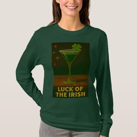 St. Patrick's Day Luck Of The Irish Clover Martini Tシャツ (正面)