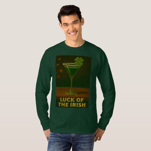 St. Patrick's Day Luck Of The Irish Clover Martini Tシャツ (正面フル)