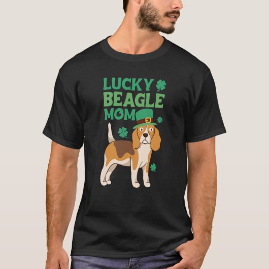 St Patrick's Day Lucky Beagle Mom Tシャツ (正面)
