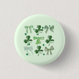 St. Patrick's Day Lucky Clover and Bow 缶バッジ
